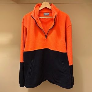 Vintage neon colorblock oversized boxy quarter zip fleece pullover sweatshirt